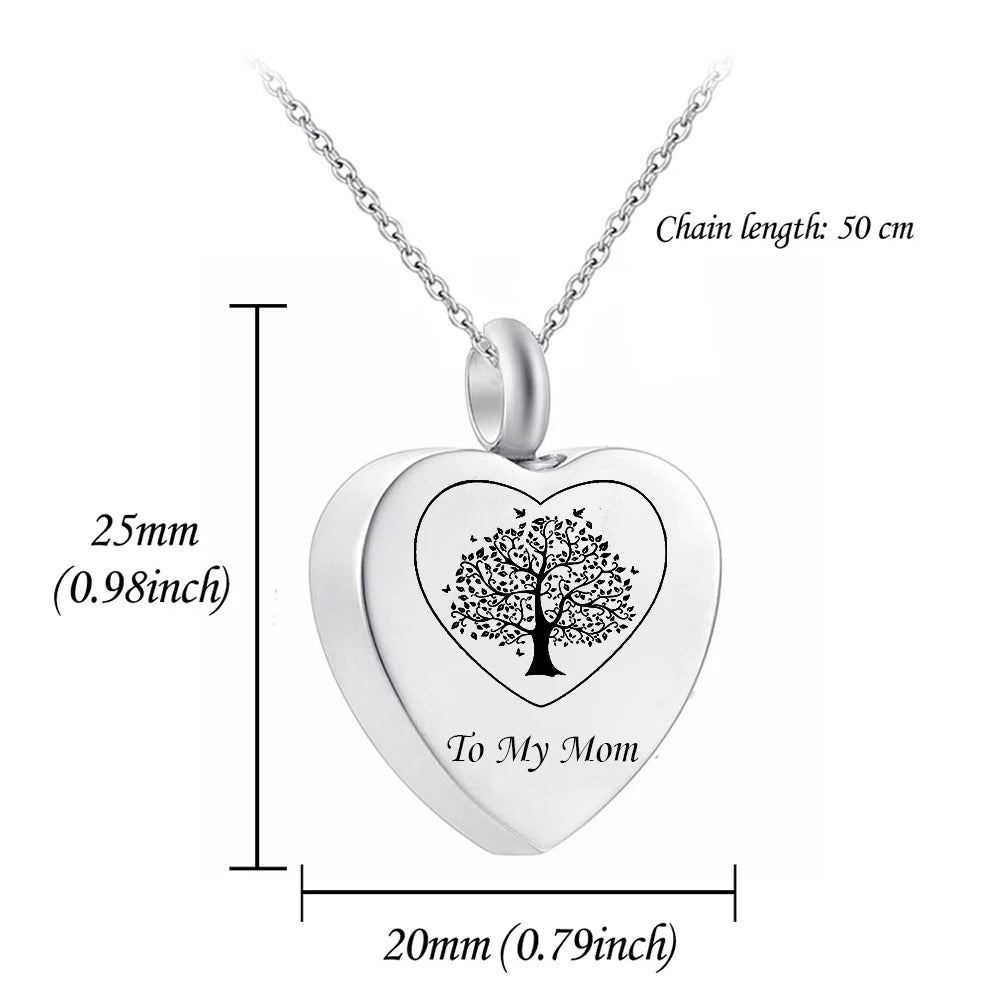 Stainless Steel Cremation Heart Urn Necklace for Ashes Heart Urn Pendant Memorial Pets/Human Ashes Jewelry