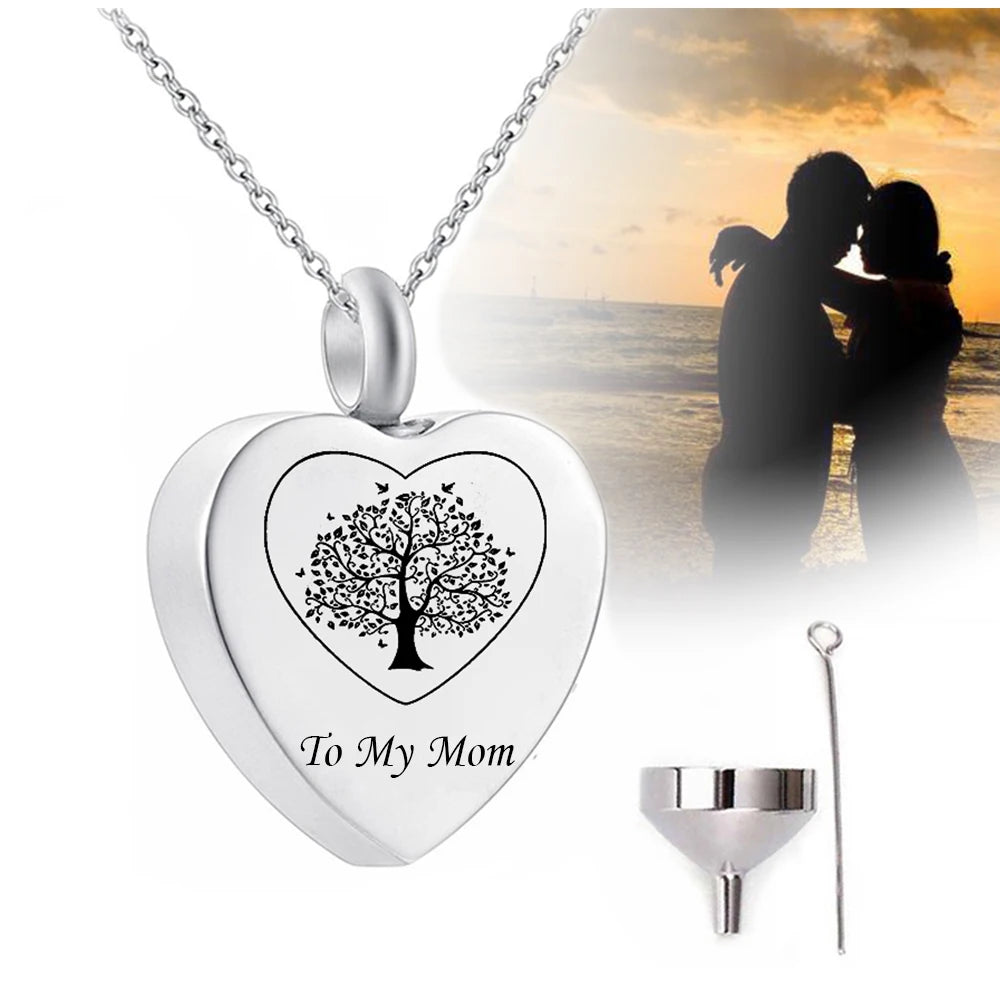 Stainless Steel Cremation Heart Urn Necklace for Ashes Heart Urn Pendant Memorial Pets/Human Ashes Jewelry