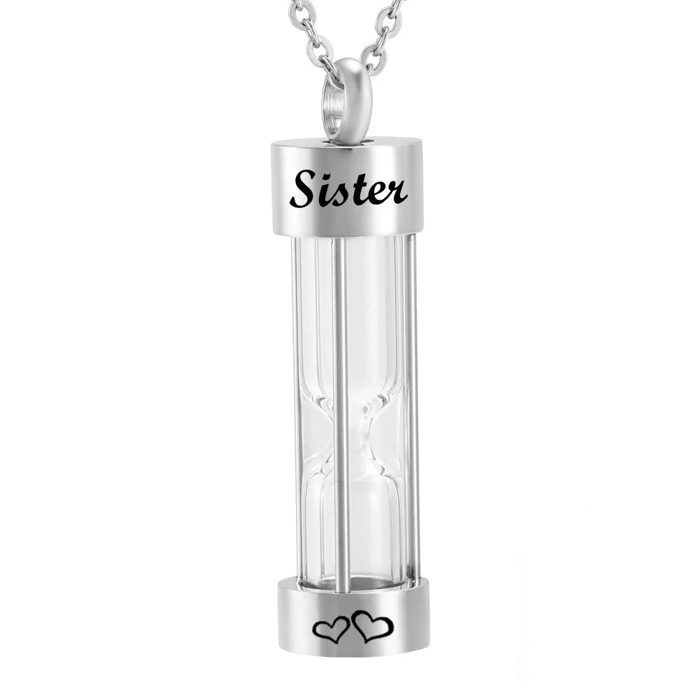 Memory Hourglass Silver Urn Necklace Cremation Jewelry for Ashes Fashion Pendants for Women Men Pets Factory Customization