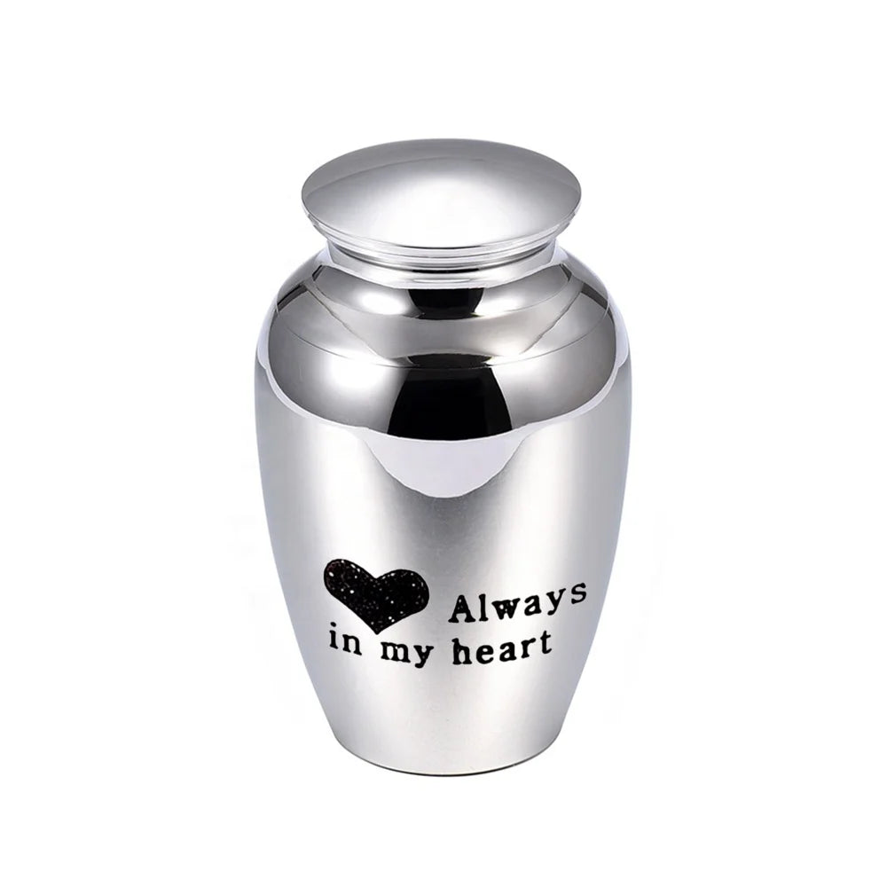 Love Cremation Urn Keepsake for Ashes Stainless Steel Funeral Memorial Urns Burial Pets Small Jar - Always in My Heart 70x45 mm