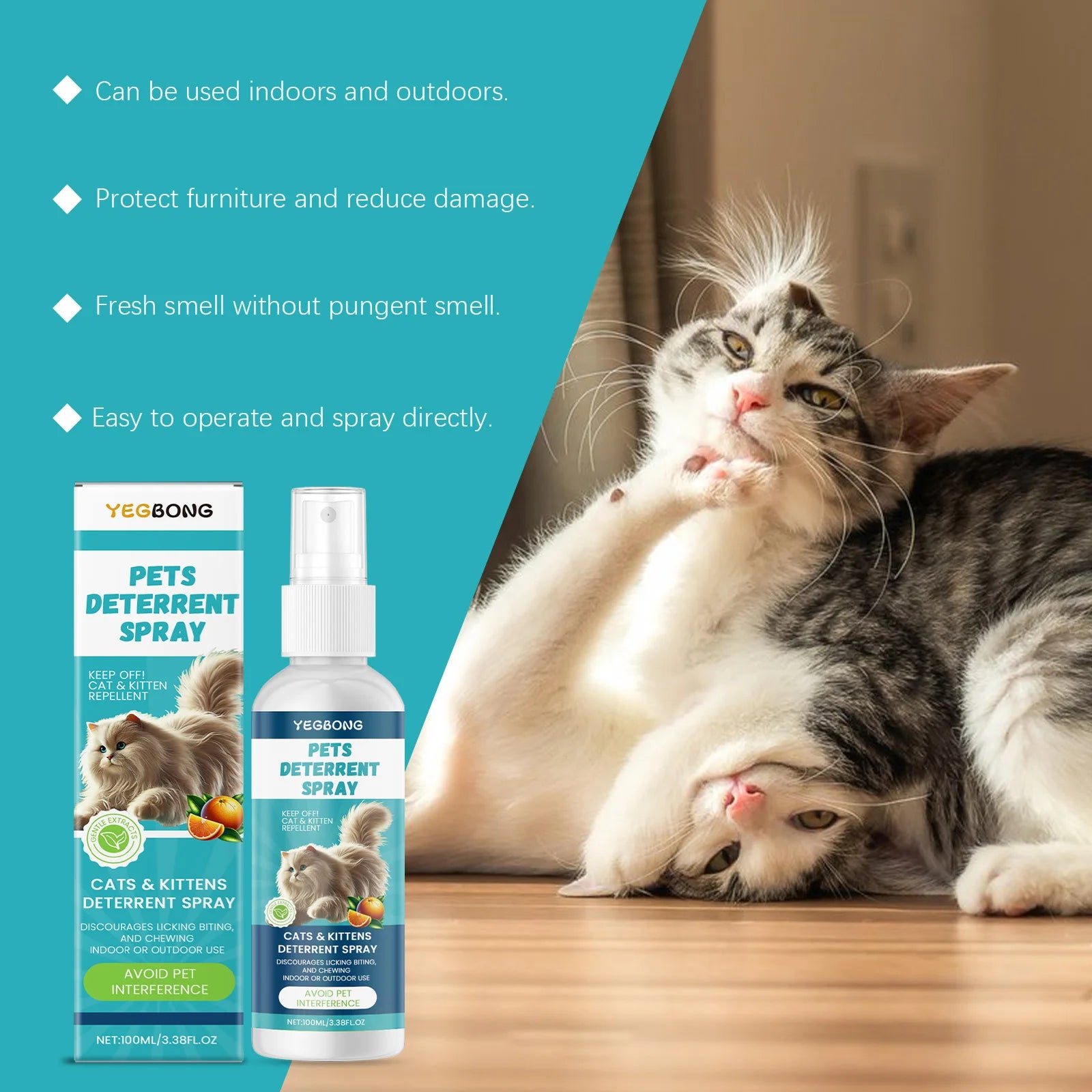 FCJ Yegbong Smart Pest Control Cat Anti-Scratch Spray Indoor Restricted Area Set up to Expel Pets Furniture Sofa Bite Protection