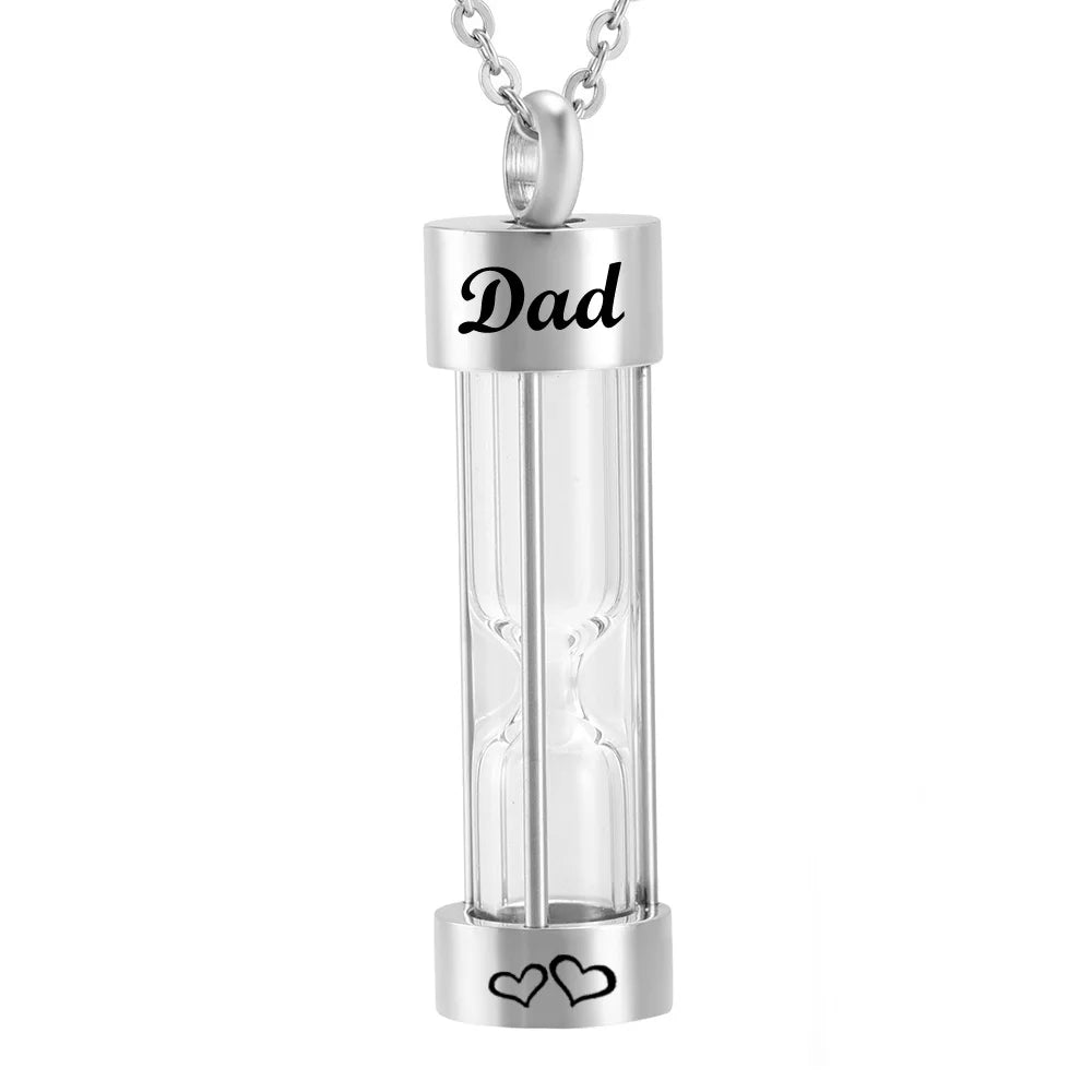 Memory Hourglass Silver Urn Necklace Cremation Jewelry for Ashes Fashion Pendants for Women Men Pets Factory Customization