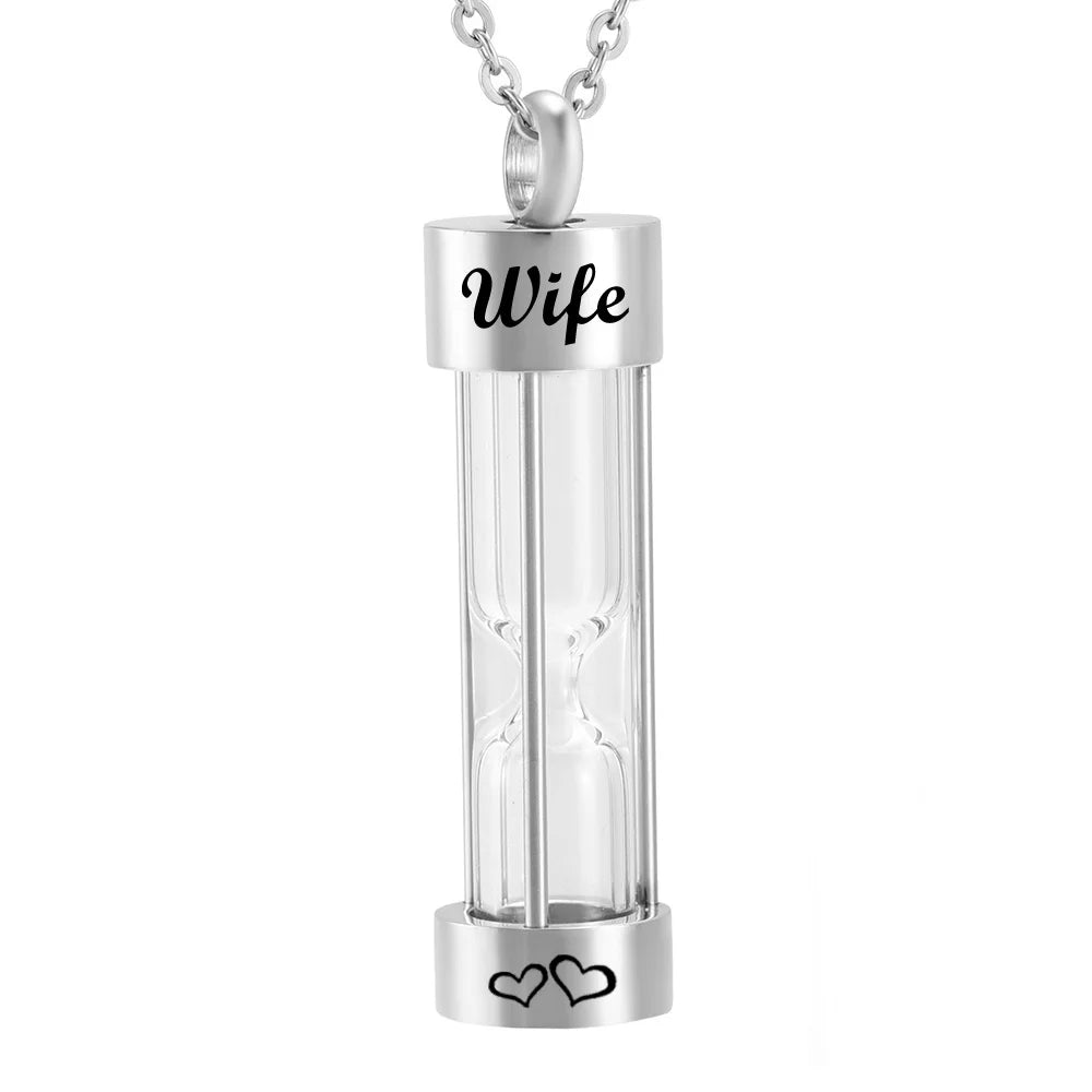 Memory Hourglass Silver Urn Necklace Cremation Jewelry for Ashes Fashion Pendants for Women Men Pets Factory Customization