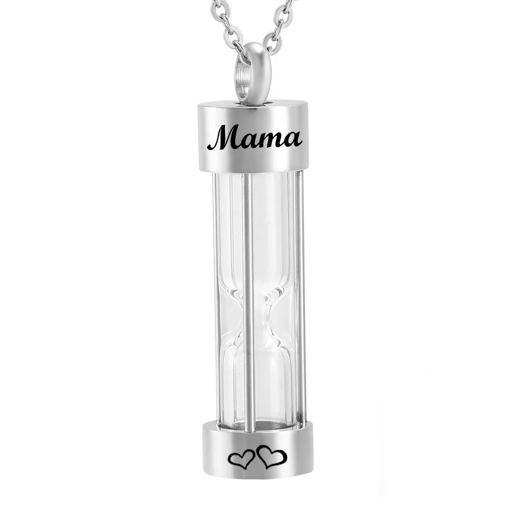 Memory Hourglass Silver Urn Necklace Cremation Jewelry for Ashes Fashion Pendants for Women Men Pets Factory Customization
