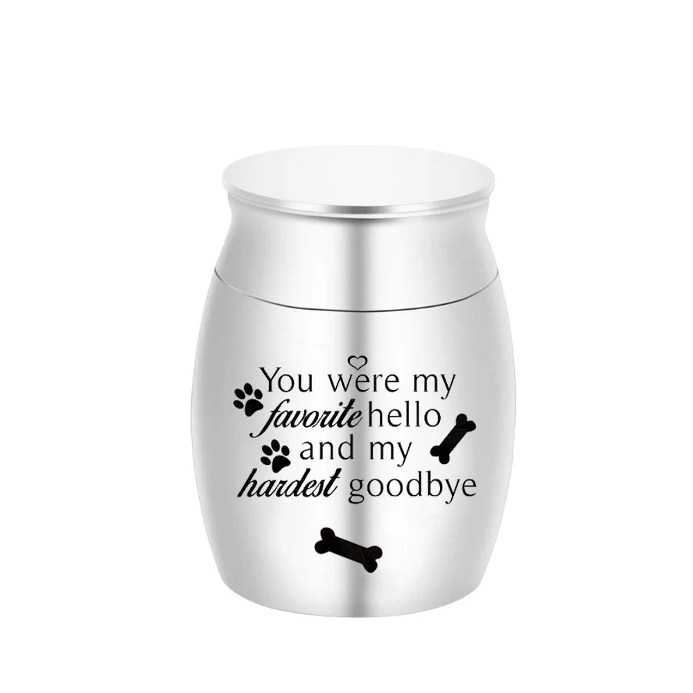 Dog Paw Bone Decoration Cremation Urn for Ashes Pet Keepsake Stainless Steel Casket Mini Funeral Memorials Jar to Humans Pets