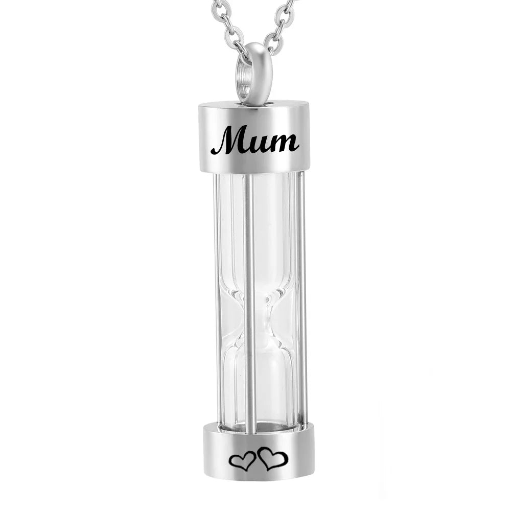 Memory Hourglass Silver Urn Necklace Cremation Jewelry for Ashes Fashion Pendants for Women Men Pets Factory Customization