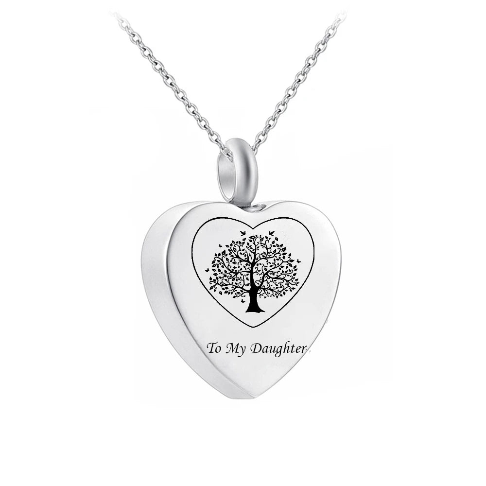 Stainless Steel Cremation Heart Urn Necklace for Ashes Heart Urn Pendant Memorial Pets/Human Ashes Jewelry