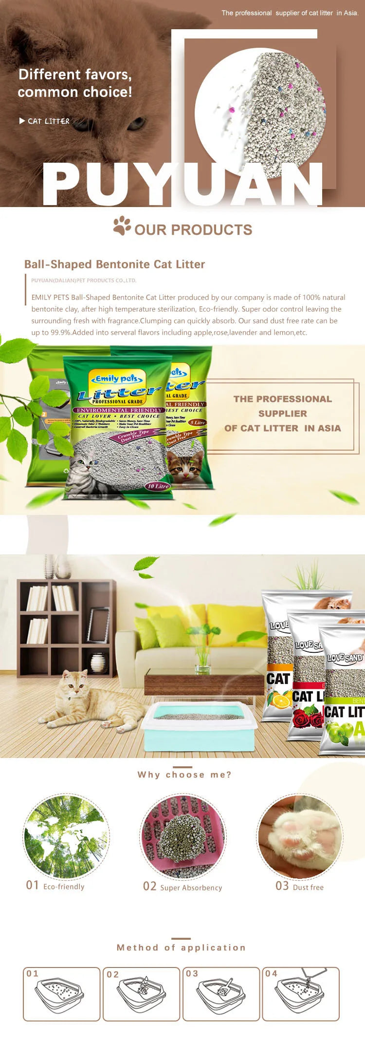 Emily Pets Cat Litter Bentonite Litiere Pour Chats Clumping Sand Supply Bulk
