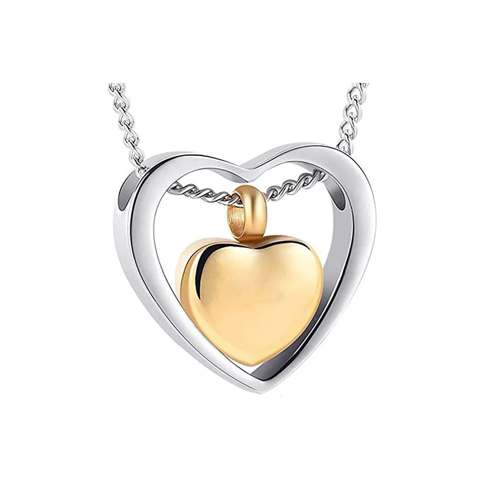 Brand New Gold Silver Hollow Heart Design Funeral Urns Pets With High Quality 0.78*0.84 Inches Human Pet Urns Cremation Necklace