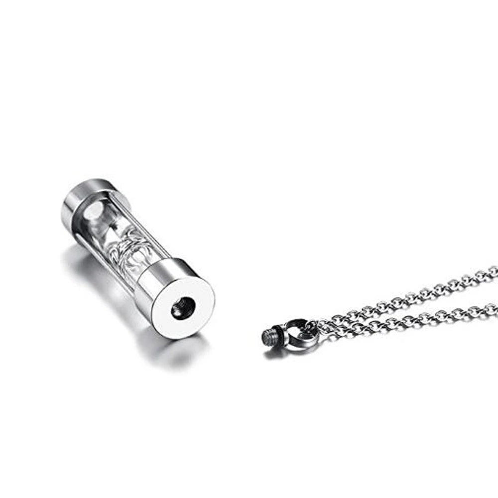 Memory Hourglass Silver Urn Necklace Cremation Jewelry for Ashes Fashion Pendants for Women Men Pets Factory Customization