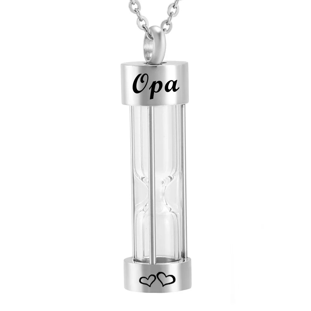 Memory Hourglass Silver Urn Necklace Cremation Jewelry for Ashes Fashion Pendants for Women Men Pets Factory Customization