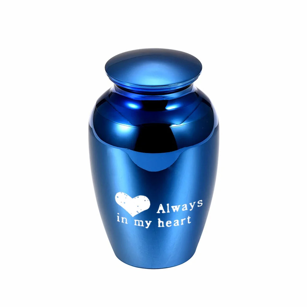 Love Cremation Urn Keepsake for Ashes Stainless Steel Funeral Memorial Urns Burial Pets Small Jar - Always in My Heart 70x45 mm