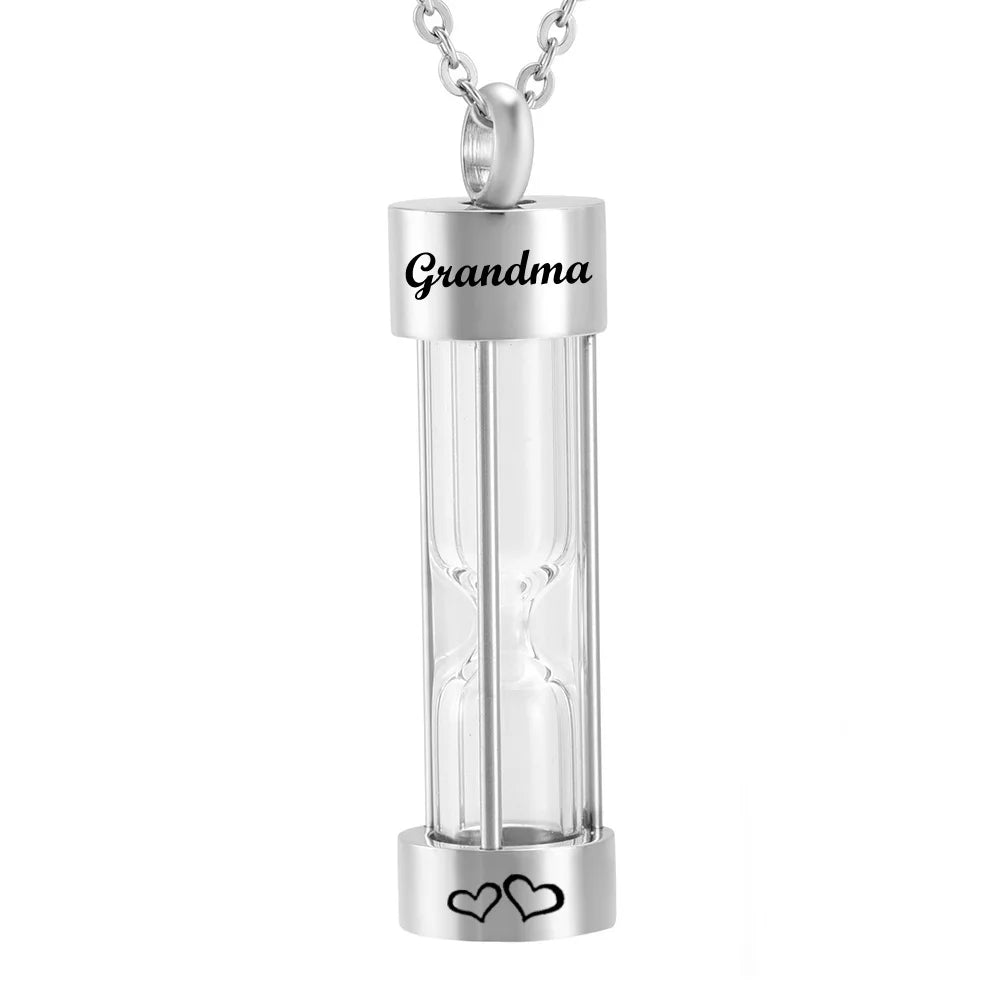 Memory Hourglass Silver Urn Necklace Cremation Jewelry for Ashes Fashion Pendants for Women Men Pets Factory Customization