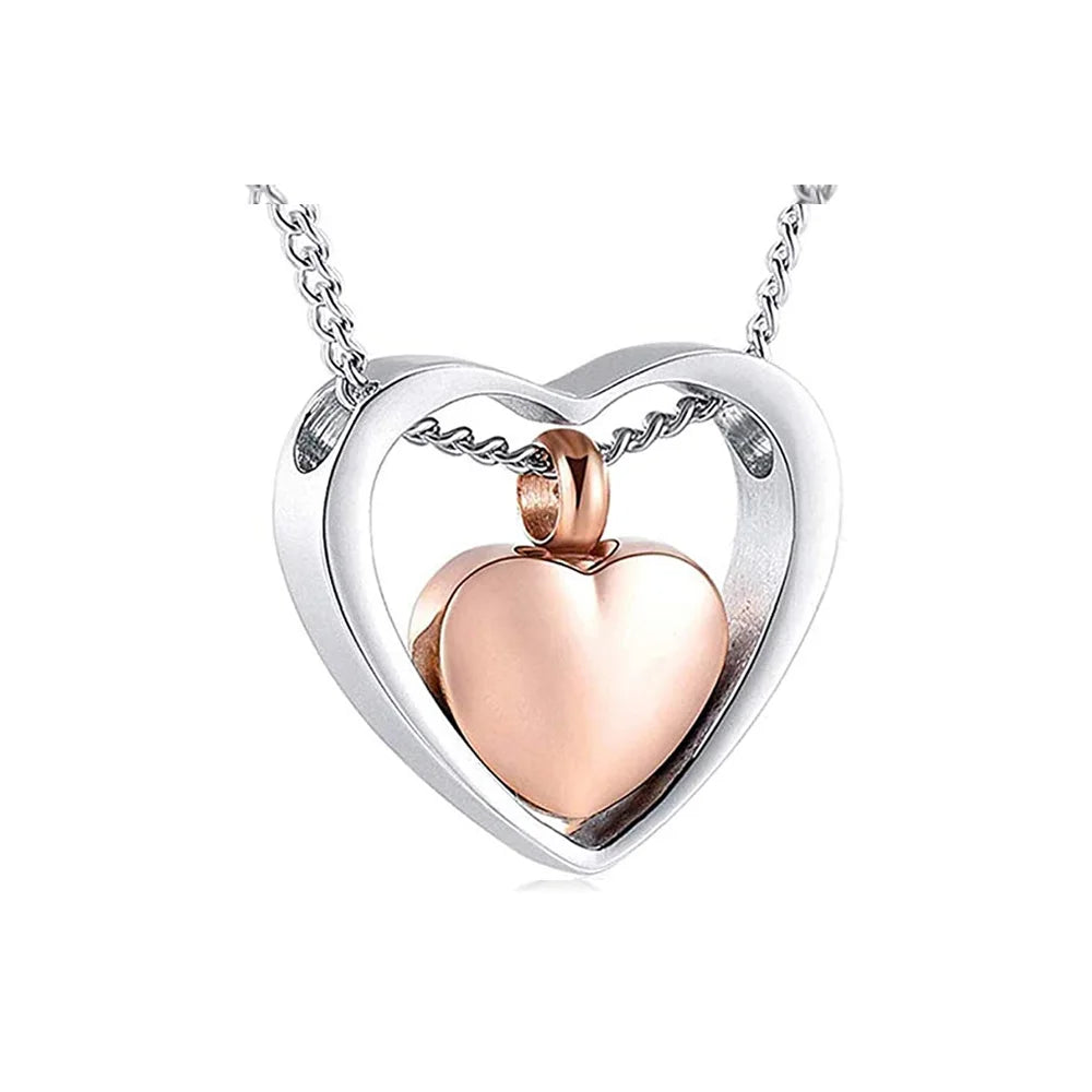 Brand New Gold Silver Hollow Heart Design Funeral Urns Pets With High Quality 0.78*0.84 Inches Human Pet Urns Cremation Necklace