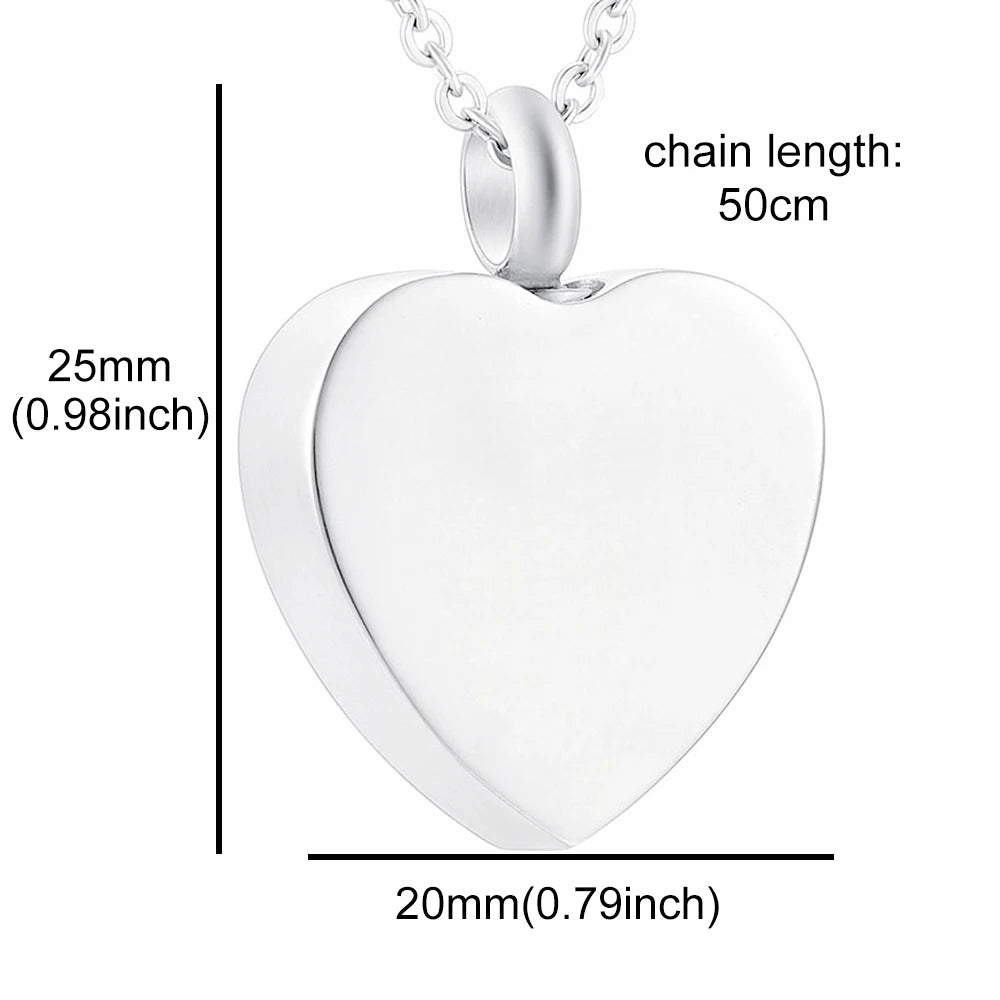 Vintage Heart-Shaped Cremation Jewelry Stainless Steel Urn Necklace Small Urns Ashes Memorial Pendant Filling Kit for Humans