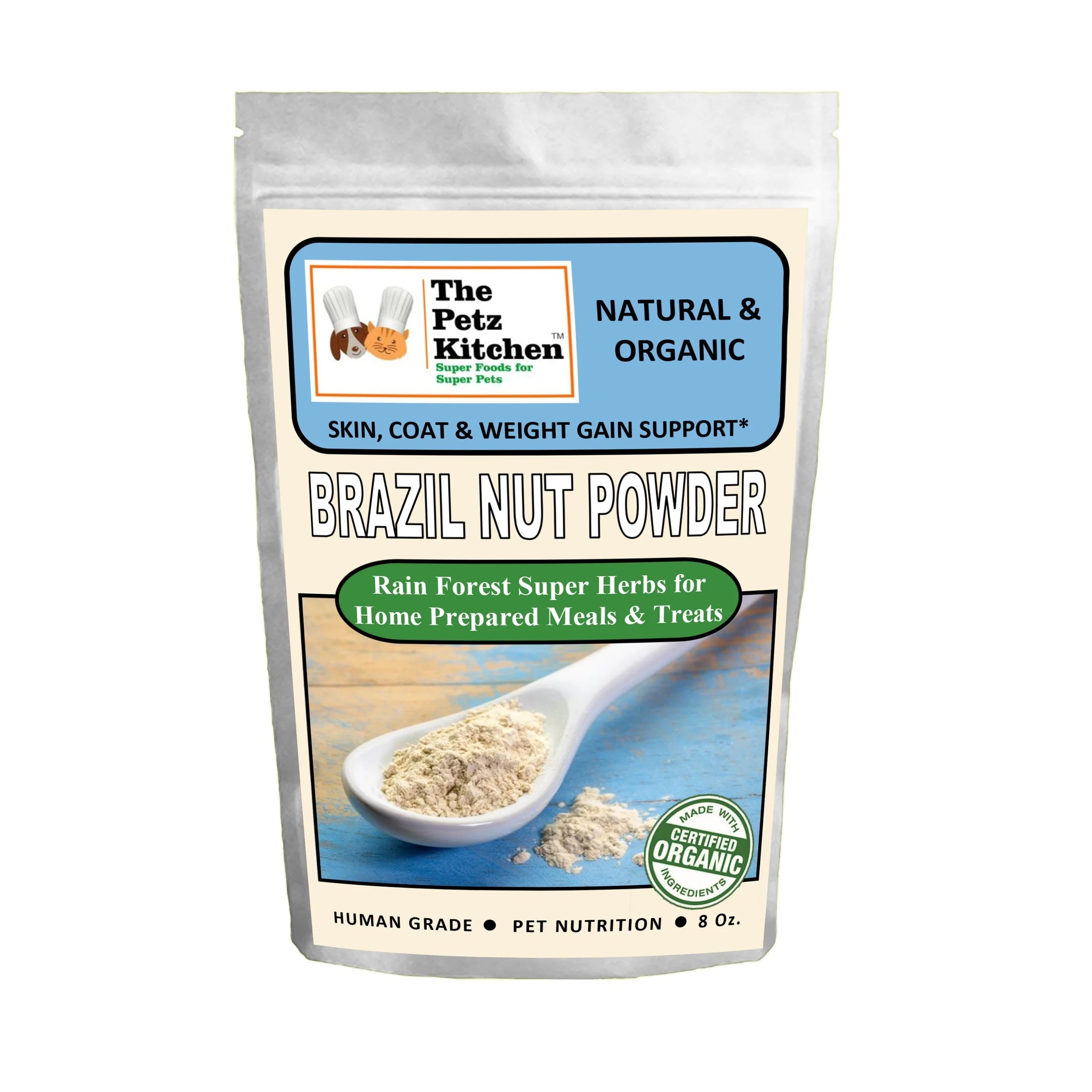 TD Brazil Nut Soft Chews for Dogs Cats Petz Kitchen's Holistic Super Foods for Skin Coat Weight Gain Support Bottles Pets Fish