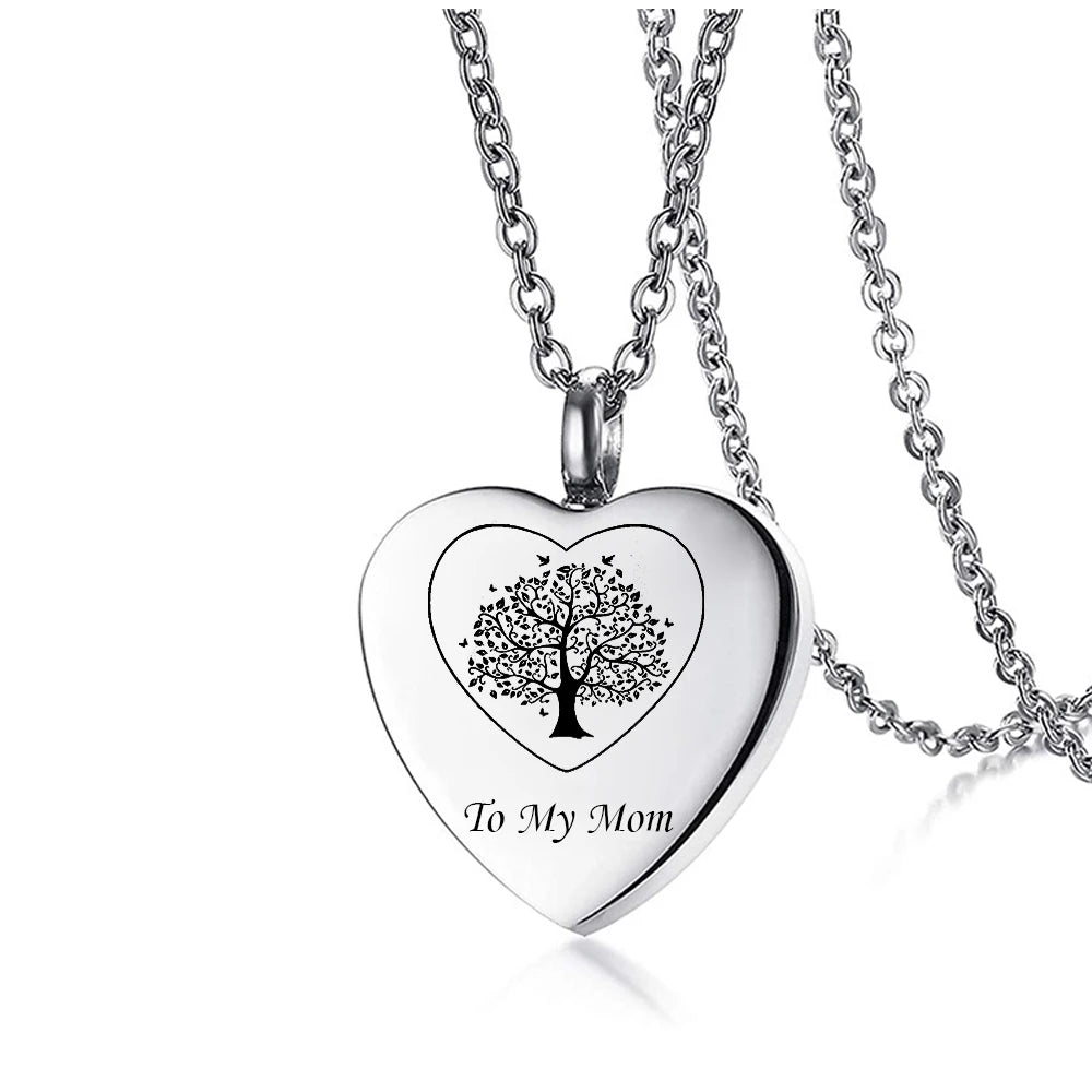 Stainless Steel Cremation Heart Urn Necklace for Ashes Heart Urn Pendant Memorial Pets/Human Ashes Jewelry