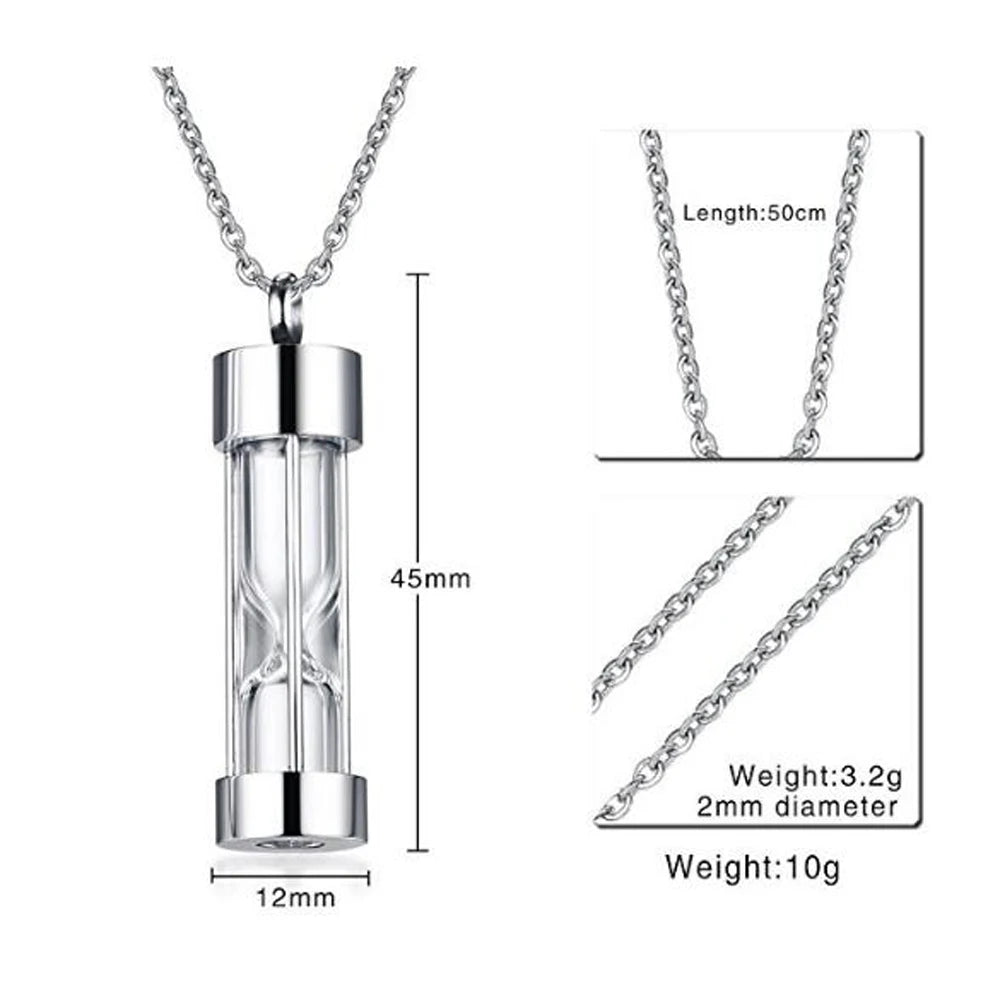 Memory Hourglass Silver Urn Necklace Cremation Jewelry for Ashes Fashion Pendants for Women Men Pets Factory Customization