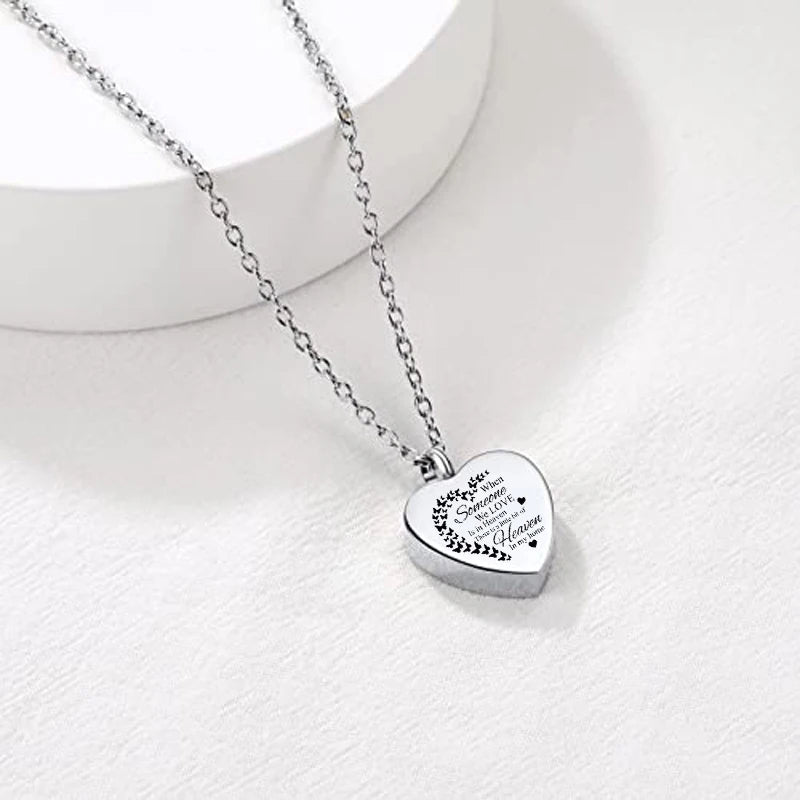 Vintage Stainless Steel Urn Heart-shaped Pendant Cremation Jewelry Commemorate Dead Relatives Pets Butterfly Ashes Memorial