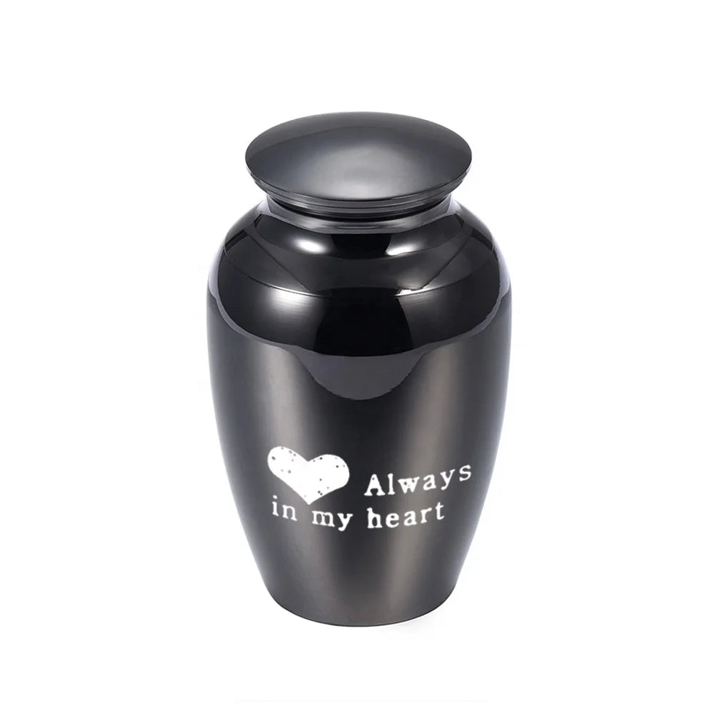 Love Cremation Urn Keepsake for Ashes Stainless Steel Funeral Memorial Urns Burial Pets Small Jar - Always in My Heart 70x45 mm