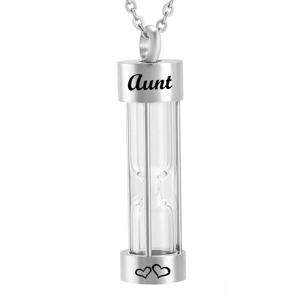 Memory Hourglass Silver Urn Necklace Cremation Jewelry for Ashes Fashion Pendants for Women Men Pets Factory Customization
