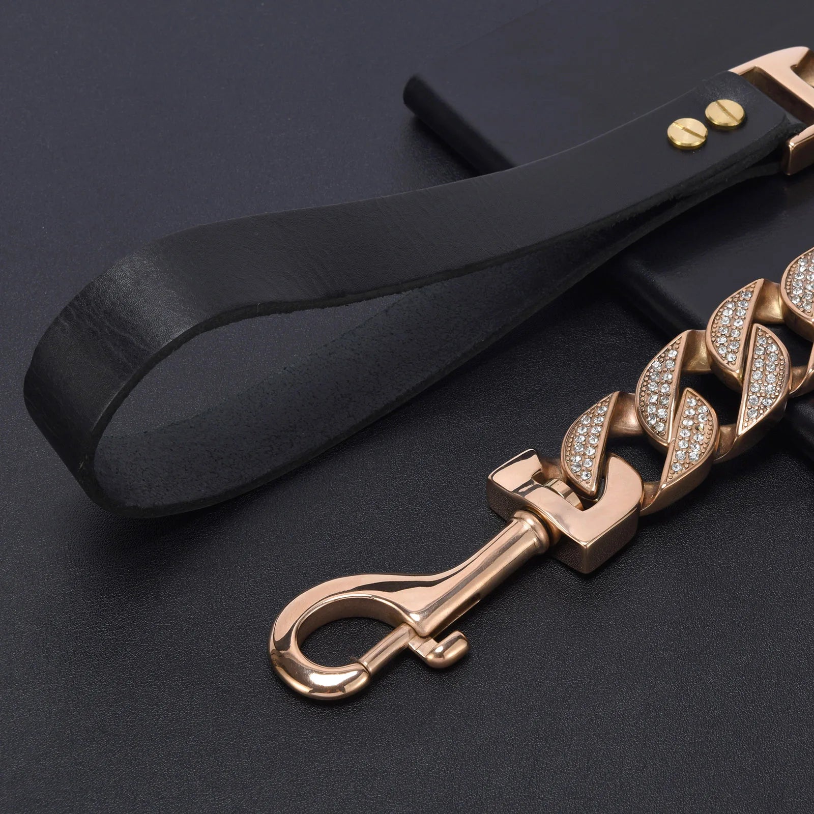 Luxury Rhinestone Dog Collar with Leash