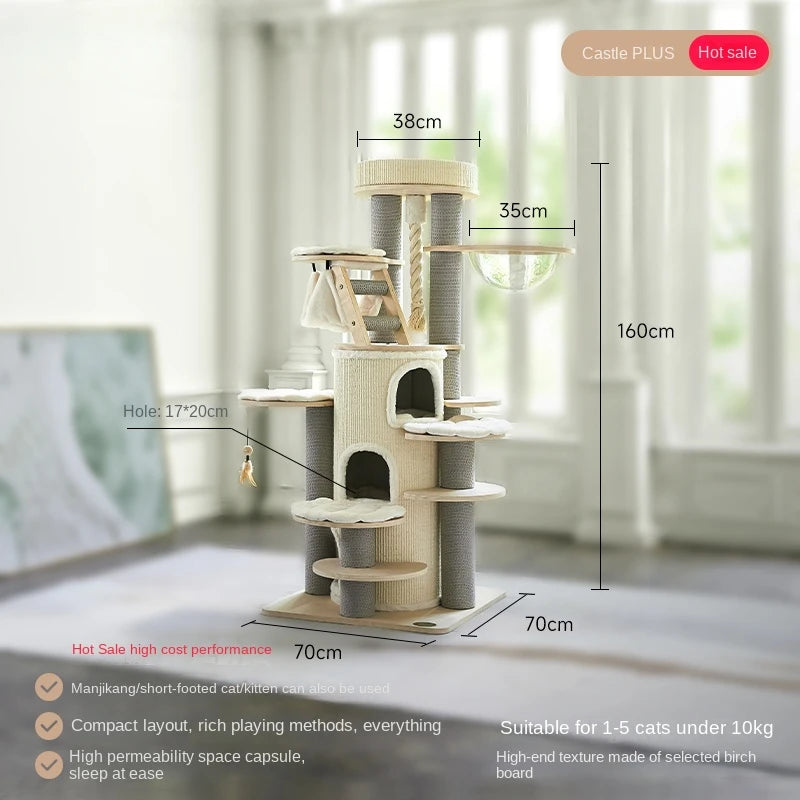 Cat Tower with Hammocks & Climbing Cave