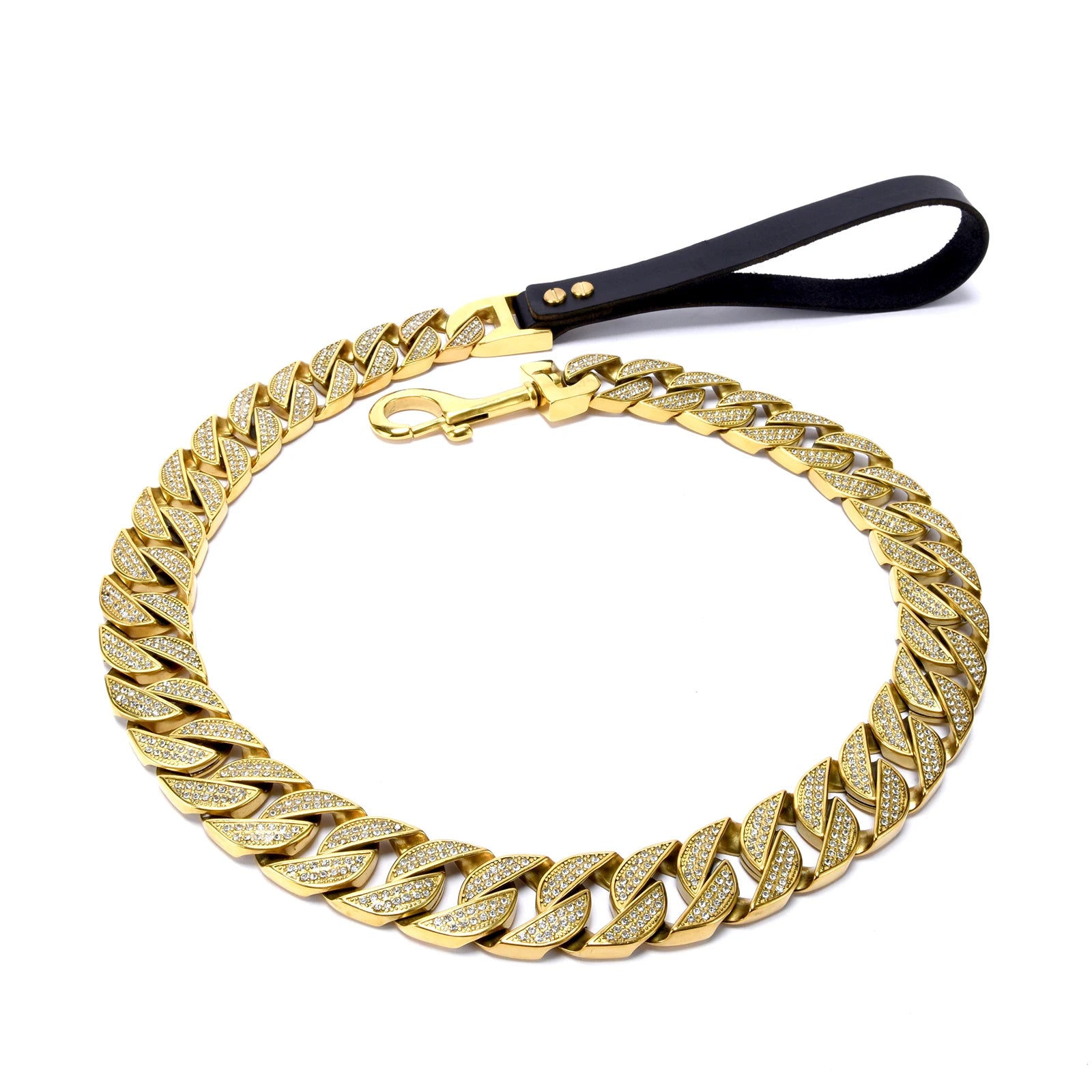 Luxury Rhinestone Dog Collar with Leash