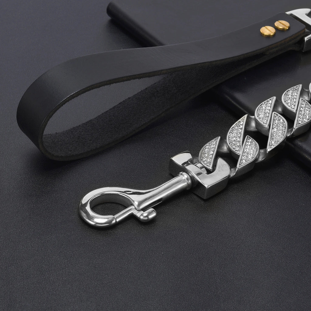 Luxury Rhinestone Dog Collar with Leash